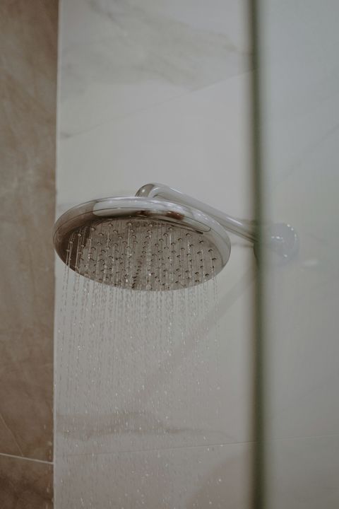 A shower head up close