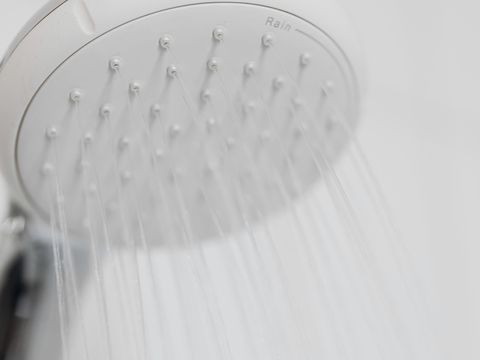 Water streaming from a shower head